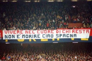 Striscione tifosi genoani per Spagnolo