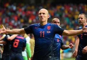 Arjen Robben, autore di una doppietta nel match con la Spagna (foto dalla rete)